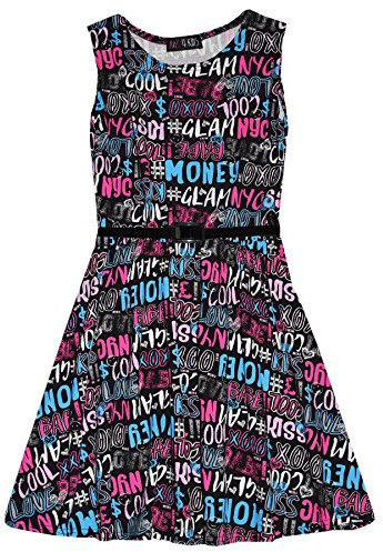 A2Z 4 Kids Girls Graffiti Skater Dress Comfortable Crop Top Style Dress with Legging Look Age 7 to 13 Years