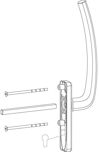 HAUTAU ATRIUM HS Griff PZ außen mit Vierkant, TS 68-92 mm, Alu weiß RAL 9016, 1 Stück | Zubehör Beschläge für Fensterbeschläge, Schiebefenster, Schiebetürbeschlag