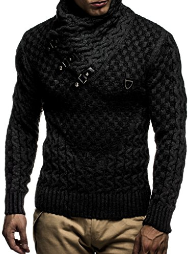 Leif Nelson Pull en tricot pour homme, avec col châle, pour hiver, coupe droite, convient aux looks décontractés et professionnels, disponible en plusieurs tailles et couleurs, charbon, XXXXXL