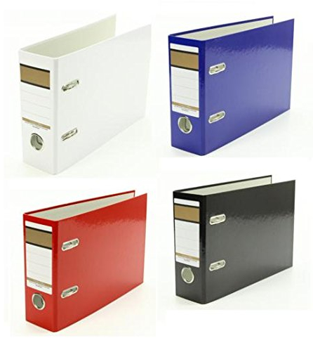 4x Ordner / A5 quer / 75mm breit / Farbe: je 1x weiß, blau, rot und schwarz