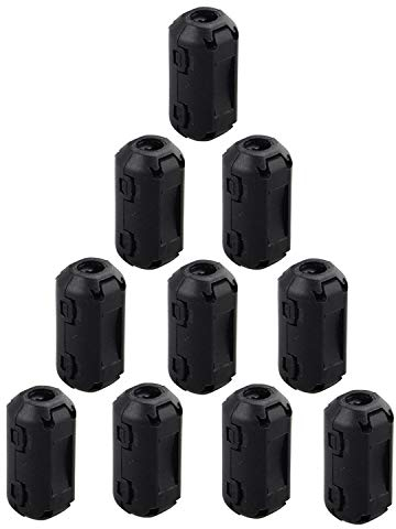 Futheda 10PCS 3 mm Diametro Interno Clip-on ferrite Anello Core Anti-interferenza ad Alta frequenza Filtro RFI EMI soppressore Clip Cavo Nero