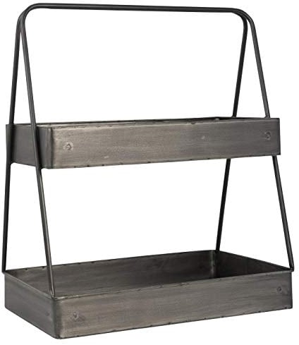 Ständer Regal Ablageregal Ablagegestell Archivständer 2-stufig | für Alltagsgegenstände, Geschirr, Gläser usw. | Metall Schwarz | L 40 cm B 26 cm H 49,5 cm