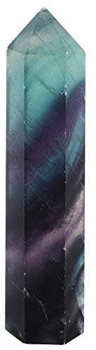 AUNMAS Rainbow Natural Fluorite Quartz Crystal Hexagonal Wand Health Promotion Gemstones Home Office Desktop Decoration(3#)