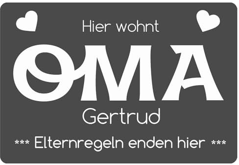 Fußmatte personalisiert Oma | Geschenk Oma Geburtstag | Elternregeln Enden Hier | Fussmatte mit Personalisierung | Schmutzfangmatte innen | Geschenkidee Großmutter | 60x40cm ohne Rand