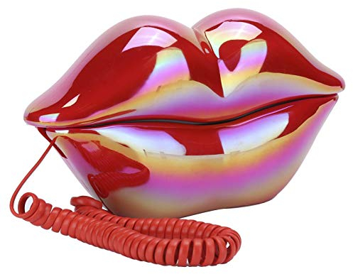 Antikes Telefon Home Decor, Vintage Festnetztelefon Klassisches europäisches Retro-Telefon Galvanisieren Modisches lustiges Lippentelefon WX-3016 Nummernspeicher(rot)