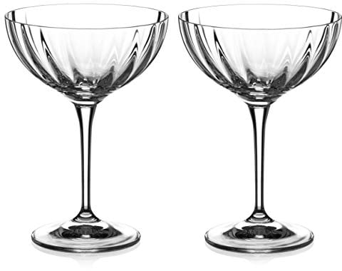 DIAMANTE Champagne Cocktail Saucers/Coupes Pair - ‘Mirage’ - Hand Cut Crystal Set of 2
