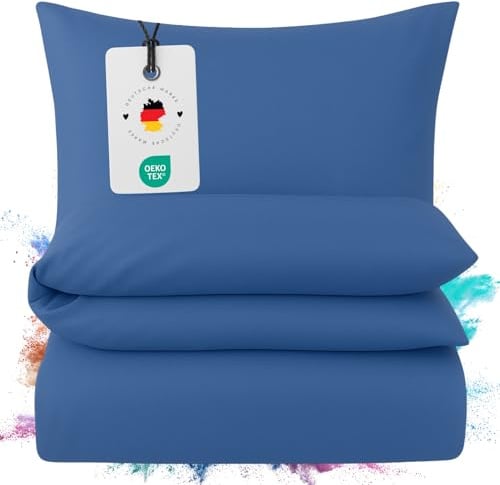 Carpe Sonno Mako Satin Bettwäsche 155x220 cm Uni – Royal Baumwolle | Einfarbige Hotelqualität aus 100 % gekämmter Baumwolle | Bettbezug mit Reißverschluss + Kissenbezug 80x80 | ganzjährig