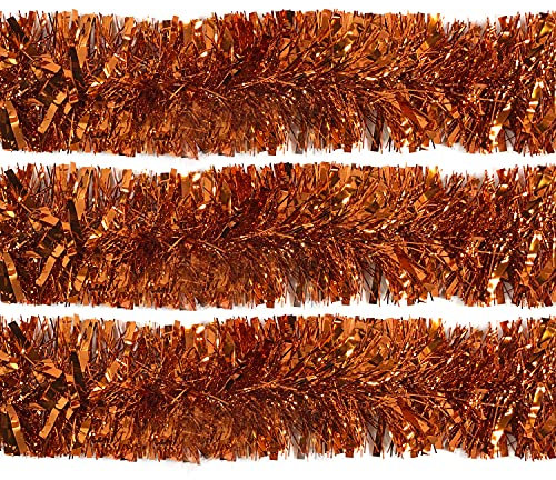 Rocking Party Copper Orange Sparkling Halloween/Christmas Tree Tinsel Xmas Decoration Hanging (6 Metres)