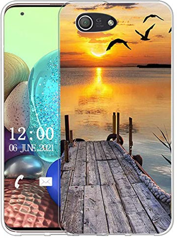 Sunrive Kompatibel mit Sony Xperia Z5 Compact Hülle Silikon, Transparent Handyhülle Schutzhülle Etui Case (X Sonnenuntergang See)+Gratis Universal Eingabestift MEHRWEG