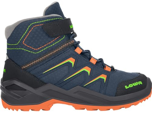 LOWA Maddox Warm GTX Mid 36-40 Blau - Gore-Tex Wasserdichter gefütterter Kinder Gore-Tex Winterstiefel, Größe EU 37 -