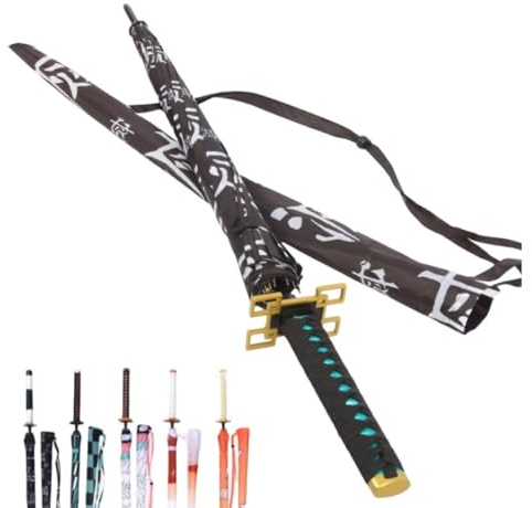 ZNLVZSH Dämonentöter Samurai-Regenschirm, Anime Cosplay Ninja Katana Sonnenschutz-Regenschirm 16 Knochen 210T wasserdicht Winddicht stark 1: 1 Anime-Griff 3D-Druck 106 cm, Tokitou Muichirou