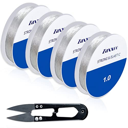 Zaxxco Filo elastico per bracciale 4 unità – filo elastico per bracciale resistente – resina estensibile ed impermeabile in 4 diverse misure + taglierina in omaggio – ideale per creare gioielli