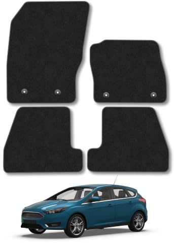 Fits Ford Focus (2015-2018) Carpet Car Mats | Tailored Fit Carpet Floor Mats non Slip Black Trim Full Coverage Compatible Accessory Front Rear Anti Slip