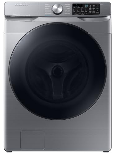 Samsung 4.5 Cu. Ft. High-Efficiency Stackable Smart Front Load Washer with Steam and Super Speed Wash, Platinum, WF45B6300AP/US