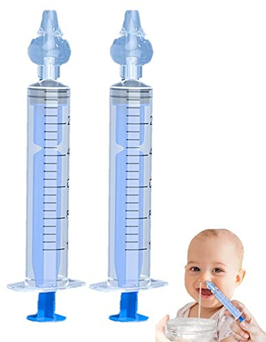 Haowul 2pcs Baby Nasal Aspirator, 10ml Syringe Nasal Irrigator, Reusable Silicone Nasal Suction Tip, Nasal Irrigator Syringe for Baby, Nose Cleaner Rinsing Device, Safe and Comfortable