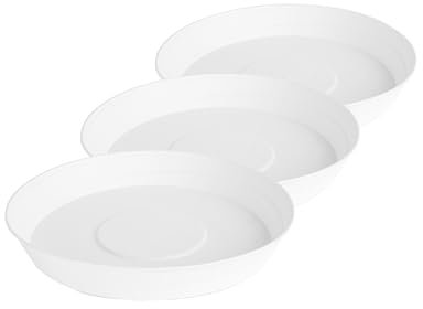 Garronda Soucoupe pour Plantes Plastique Plateaux Pot de Felurs et Plantes GD-0023 (3 Pièces Blanc, ⌀ 18cm H 3,5cm)