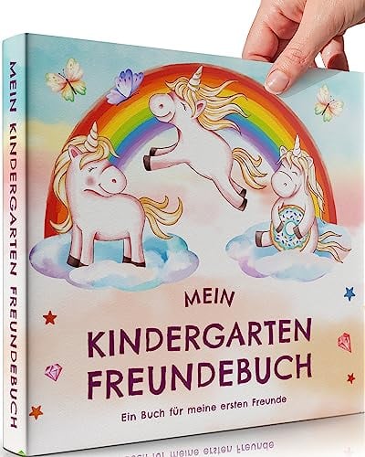 Milula Studios Freundebuch Kindergarten Mädchen - Mein Kindergarten Freunde Buch - Hardcover Einband - Freundebuch Einhorn Ersten Freunde - Freundschaftsbuch Kindergarten Mädchen