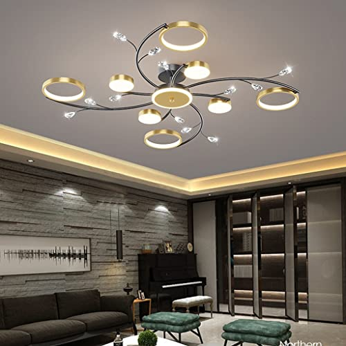 LED Modern Kristall Deckenleuchte Mit Fernbedienung Dimmbar Wohnzimmer Deckenlampe Creative Runden Deckenlicht Aluminium Acryl Lampenschirm 3000K-6501K Esstisch Halle Beleuchtung Innenleuchte (Color