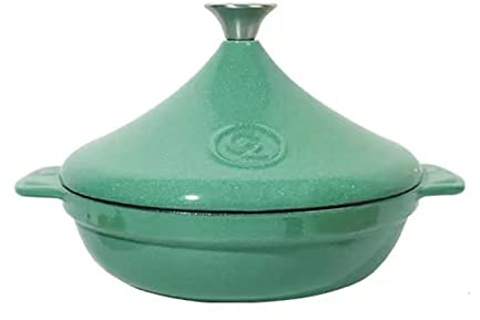 BAMFY Ghisa Tajine Terracotta Marocchina Anti-Aderente Smaltato Casseruola Pentola Tagine, Forno Induzione Sicuro con 2 Manici E Coperchio (Color : Verde)