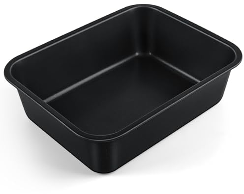 Onader Deep Baking Pan, Nonstick Rectangular Cake Tin Stainless Steel Oven Roasting Tray, 27 × 21 × 8cm, Ideal for Lasagna Brownie Cake, Healthy & Heavy-Duty, Easy Clean