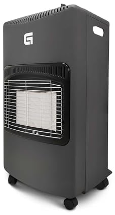 Estufa de gas butano plegable y portátil, Catalítica cerámica, 4200W, Sistema ignición piezoeléctrico, 3 niveles calor, cobertura 20-80m²- Apto bombonas 15kg (NO Regulador NO Tubo)