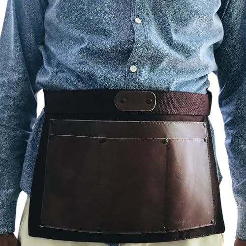 Werkzeuggürtel für Herren | Leder-Werkzeuggürtel für Damen | handgefertigter Werkzeuggürtel aus Leder für Gärtner, Elektriker und Tischler | Brauner (Braun)