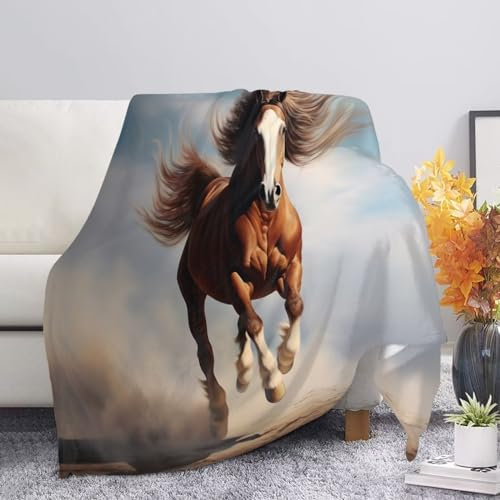 Howilath Coperta in pile Sherpa con cavalli che corrono 3D, coperta in pile pesante e morbido per letto in microfibra, XL