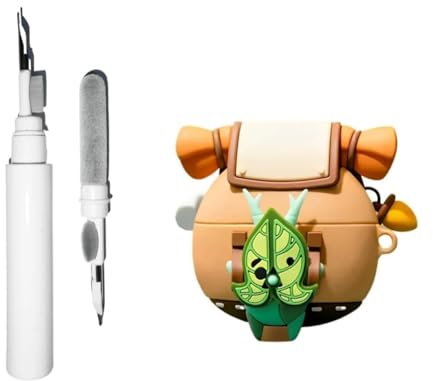 [3-in-1] Silikon-Korok-Hülle, kompatibel mit Airpods 2/1 mit Schlüsselanhänger, Anime Yahahaha, niedliche, stoßfeste Schutzhülle für Kinder und Jungen, mit Reinigungsset