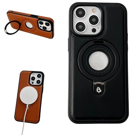 Luxurious Leather Invisible Stand for iPhone Case, Luxurious Leather Magnetic for iPhone Case with Invisible Stand, Zentric Phone Case for iPhone 15/14/13/12/11 Promax (for iPhone 15Pro,Black)
