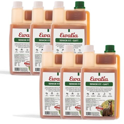 NEU! EWALIA Senior Fit-Saft: Natürliche Vitalitäts- und Stoffwechselunterstützung für ältere Pferde, mit Tierärzten entwickelt, 100% Natur pur, frei von Zusätzen - 6x1 Liter