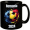 Fußball Rumänien Flagge Tasse in Schwarz EM 2024 Begeisterung Sportliche Rot-Gelb-Blau Ballspiel KaffeeTasse Fußballfans Rumänien