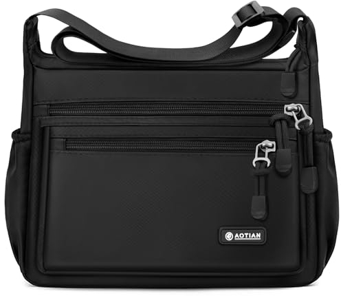 NEWIROVE Umhängetasche Damen Mittelgroß Handtasche Damen Umhängetasche Wasserdicht Nylon Tasche Damen Messenger Bag Schwarze Crossbody Bag Für Herren & Damen Einkaufen, Reisen,Casual,M