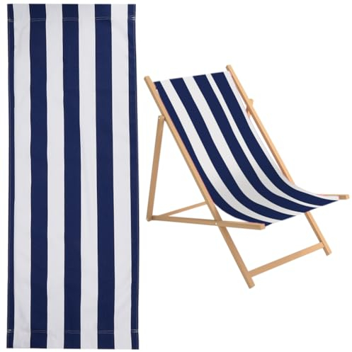GORGECRAFT 1pz Repuesto para Silla de Playa Lona de 435x1165mm Lona para Silla con Rayas Azules Y Blancas de Prusia Repuesto de Eslinga Reclinable para Tomar el Sol En el Patio del Jardín