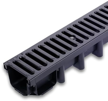 Durabern 3-Meter Entwässerungsrinnenset Entwässerungsrinne 98 mm 3m Set - Hochwertige Ablaufrinne für Garten, Hof & Terrasse (Gusseisen Classic (B125, 12,5t))