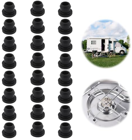 Mrltau 24 gomme portavaso in gomma, piedini in gomma, piedini in gomma, piedini in gomma, per fornelli da camper compatibili, piedini in gomma antiruggine per supporti per pentole con aste da 5 mm