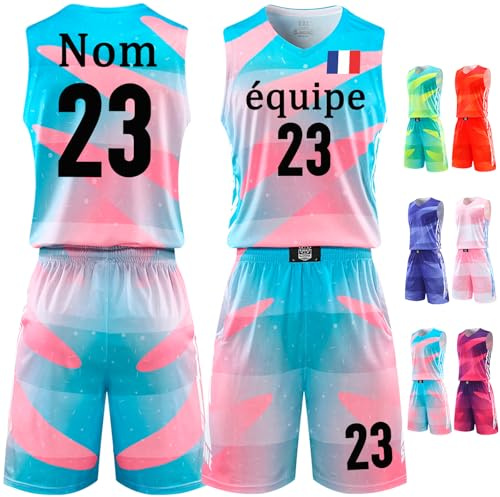 Maillot Basket Personnalisé pour Enfants Adultes, Ensemble Basket Enfant Homme Personnalisé avec Votre Nom, Numéro, Équipe,Logo.