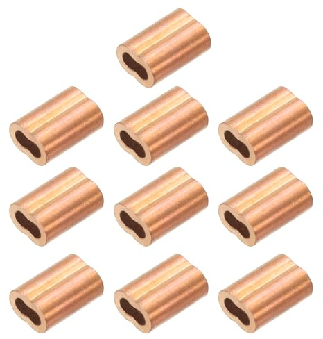 PATIKIL M3.0(1/8) Kupfer Crimpen Schlaufe Hülse, 10er Pack Drahtseil Schlaufe Hülse Kabel Crimps für Kabelhülse, Drahtseil und Kabelende Sortiment