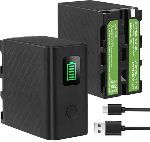 Palogreen 9600mAh NP-F970 Wiederaufladbar Li-Ion Akku kompatibel mit Sony NP-F970 / NP-F960 / NP-F750 / NP-F550 / NP-F930, Sony DCR-VX2100,PD150,PD170,FDR-AX1,HDR-AX2000,FX1,FX1000 (2PCS)