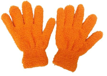 xbiez Einfarbige Korallen-Samt-Damenhandschuhe, Winter, Vollfinger, dick, warm, Weihnachtsgeschenke, Handschuhe für Paare, Freundinnen, Orange, As desacribed