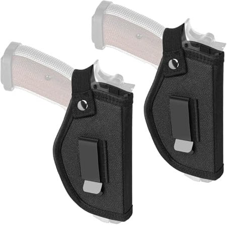 2Pcs Pistolenholster, Waffenholster Taktischer Holster Pistole, Universal für Glock 17, p30, Walther p22q | Versteckter Trage, Metallclip (Schwarz)