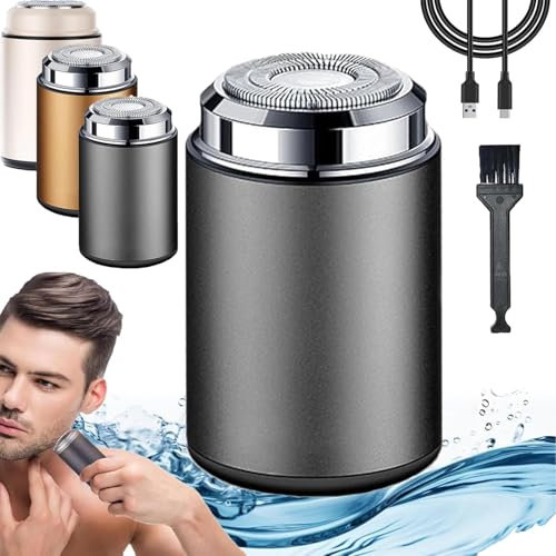 Mini Rasierer Herren Elektrisch, Tragbarer Taschenrasierer, Wiederaufladbarer Wasserdichter Usb Mini Rasierer, Elektrischer Bartschneider Für Den Nass- Und Trockengebrauch Für Zu Hause (Grau)
