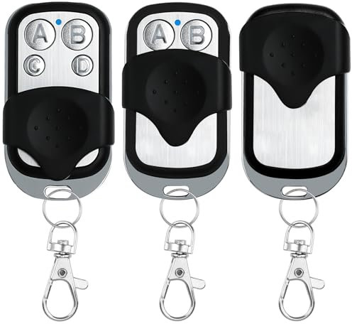 3Pcs Telecommande Universelle Portail, 433,92 MHz Télécommande Garage sans Fil à 4 Boutons, Bip Portail Universelle avec Couvercle Coulissant Porte Clés pour Porte Garage Électrique