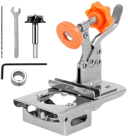 Concealed Hinge Gauge, 35mm Hinge Drilling Template Cup Hinge Aluminum Alloy Hole Opener Mortizer Template Cabinet Hinge Gauge Door Hinge Installation Kit Woodworking Opener Hole Drilling Tool