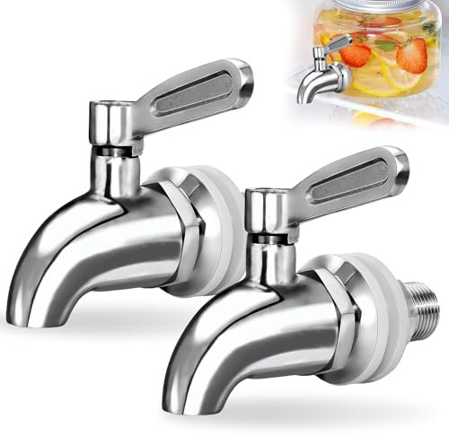 Lot de 2 distributeurs de boissons en acier inoxydable Robinet : robinet de rechange pour distributeur de boissons, fût de bière robinet distributeur d'eau de rechange, distributeur de boisson robinet
