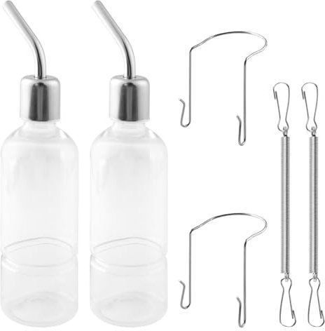 Lotsdonxia 2 Pcs Pet Waterer Bottles Set,Hanging Drinking Bottle,Licking Drinking Bottles,Non-Drip Automatic Water Dispenser for Rabbits, Hamsters, Kittens, Chinchillas and Other Pets to Drink Water