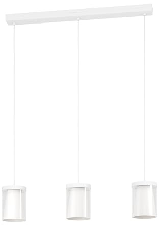 Eglo Connect.z Smart Home LED Pendant Light Chiusello-Z | 3-light hanging lamp made of white metal and glass, ZigBee, app and Alexa voice control, warm white-cold white, RGB, dimmable