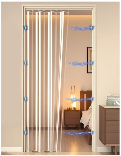 Kälteschutz Thermovorhang Hitzeschutz, Thermo Vorhang Gegen Hitze Transparent, mit Magnetverschluss Wärmeschutzvorhang für Tür Vorhang/Den Einsatz Von Klimaanlagen Im Sommer(A,160x240cm)