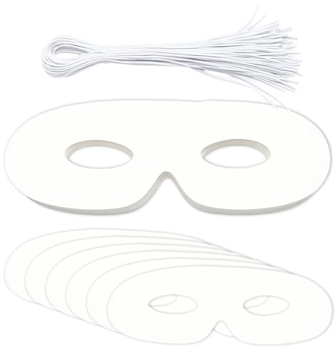 JcvPot Masken Zum Bemalen Kinder, 40 Stück Weiße Maske, Masken Basteln Kinder Für Halloween-Party, Geburtstagsfeier Und Kunstunterricht, Kindermasken Zum Bemalen Mit Elastischem Band