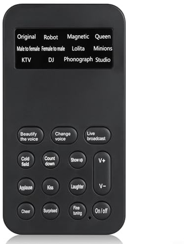 Moliuoly Handliches Mini Sprachverzerrer Gerät mit 8 Soundeffekten aus ABS für Gaming und Telefonate, kompakt tragbar in Schwarz