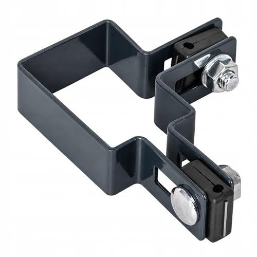 Alma Manufacturer Doppelstabmattenzaun Befestigung - 11x8x3 cm - Eckpfostenhalter Pfostenhalter Zaunpfostenhalter - Graphit 50 Stück